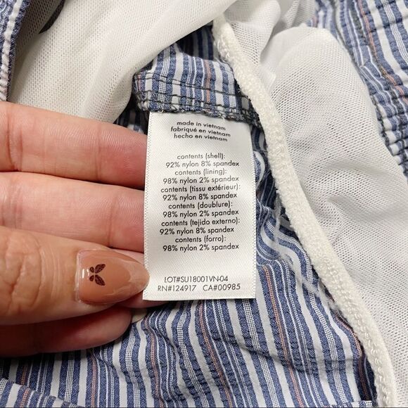 Onia Charles 5" Stretch Navy Stripe Swim Trunks - Picture 5 of 6